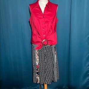 Christopher & Banks Black, White & Red Skirt & Top